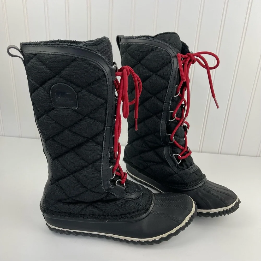 Sorel Out N About Tall Quilted Duck Boots Black Size 7.5
